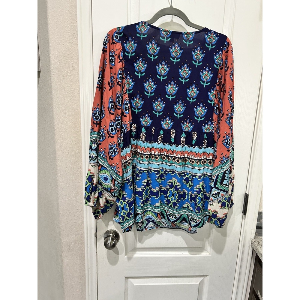 orientique naturally australian Boho Peasant Top Sz L Sequins Loose Blouse - Picture 4 of 4